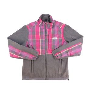The North Face Women's Gray Pink Plaid Polartec Full Zip Denali Fleece Medium